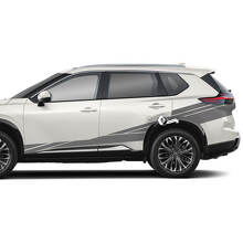 Paar Nissan Rogue zijdeur rockerpaneel achterspatbord strepen sticker sticker vinyl afbeelding
 3