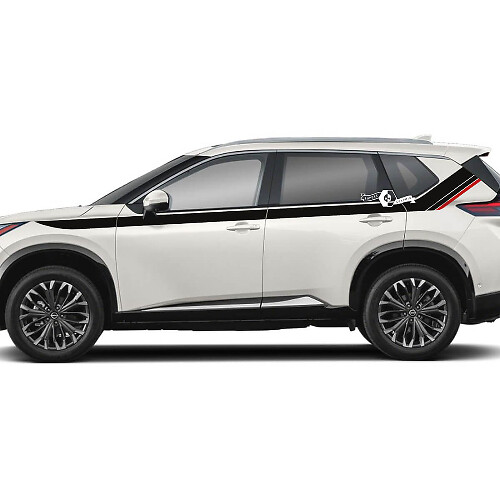Paar Nissan Rogue Side Up Door Dual Stripes Sticker Decal Vinyl Grafisch 2 kleuren
