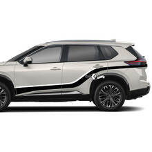 Dubbele gebogen zijstrepen vinyl sticker kit voor Nissan Rogue_2