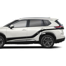 Dubbele gebogen zijstrepen vinyl sticker kit voor Nissan Rogue_3