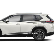Paar Nissan Rogue zijdeuren achterspatbord rocker paneel strepen sticker sticker vinyl afbeelding
 2