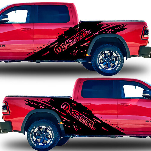Paar Dodge Ram 1500 GT 2021+ Splash Grunge Mopar Supercharged Truck Vinyl Sticker Decal bed Grafisch
