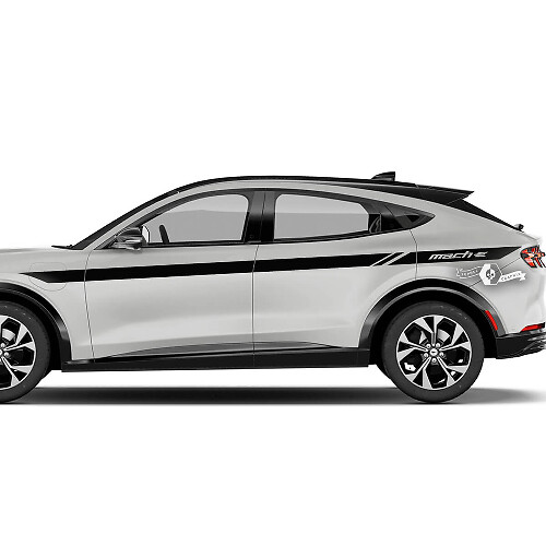 Paar Ford Mustang MACH-E MACH E deuren bovenlijn strepen zijdeur sticker vinylstickers
