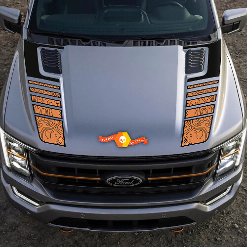 Musclecar truck Tremor Pickup Hood Graphics topografische kaart Musclecar Vinyl Stickers Decals 2 kleuren

