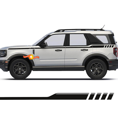 Paar van 2 bovendeuren zijkantstipstickers stickers voor Ford Bronco
