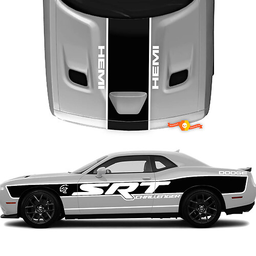 SRT Hemi Dodge Challenger Hellcat zij- en motorkapstickers stickers vinylafbeeldingen
