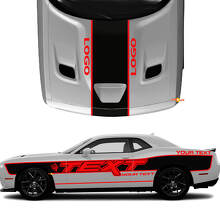 Aangepaste tekst met zij- en motorkapstrepen vinyl decal kit voor Dodge Challenger_2