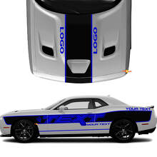 Aangepaste tekst met zij- en motorkapstrepen vinyl decal kit voor Dodge Challenger_3