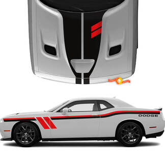 Hash Dodge Challenger zij- en motorkapstickers vinylafbeeldingen
