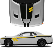 Dubbele zij- en motorkapstrepen met vinylstickers met aangepaste tekst voor Dodge Challenger_2