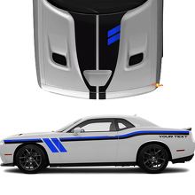 Dubbele zij- en motorkapstrepen met vinylstickers met aangepaste tekst voor Dodge Challenger_3