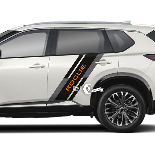 Paar Nissan Rogue zijdeur achterspatbord sticker sticker vinyl grafisch 3 kleuren
