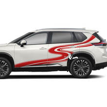 Paar Nissan Rogue zijdeur achterspatbord strepen kronkelende weg sticker sticker vinyl afbeelding
 2
