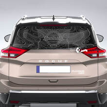 Achterruitsticker voor Nissan Rogue met topografische kaart vinyl sticker grafisch
 2