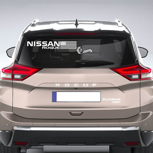 Nissan Rogue US USA Amerikaanse vlag achterruit Vinyl Decal Sticker afbeelding
