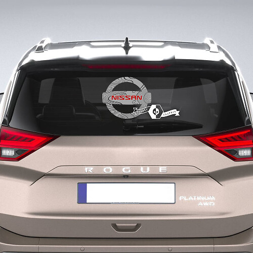 Nissan-logo met topografische lijnen venster vinyl sticker sticker afbeelding
