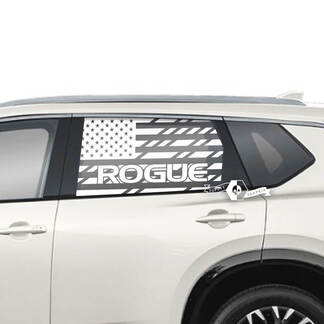 Nissan Rogue USA vlag zijkant achterruit vinyl sticker sticker afbeelding
