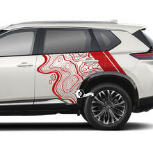 Nissan Rogue topografische kaart met strepen zijdeuren vinyl sticker sticker afbeelding
 3