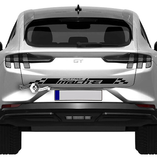 Achterste geruite streep sticker voor Ford Mustang MACH-E MACH E vinylsticker
