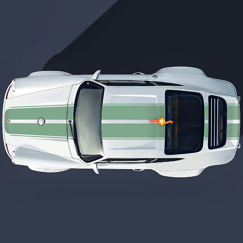 Porsche 964 Singer Turbo Study Style met brede centrale strepen
