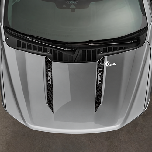 TEXT Grijze Topografische Motorkap Punt Set Motorkap Vinyl Decal Sticker voor Ford F-150 2021-2024