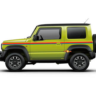 2X Suzuki JIMNY driekleurige strepen zijdeuren stickerafbeeldingen
