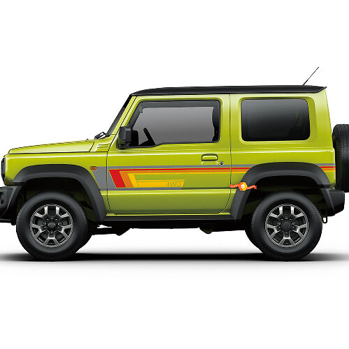 4WD Vintage Strepen Zij Vinyl Decal Kit voor Suzuki Jimny 4WD