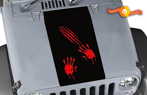 Zombie Attack Handprints Blackout Hood Vinyl Decal voor Jeep Wrangler