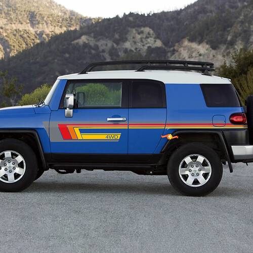 4WD Vintage Strepen Zij Vinyl Decal Sticker voor Toyota FJ Cruiser