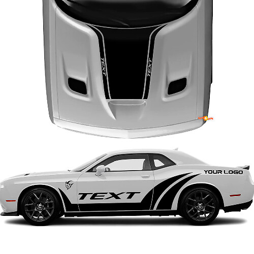 SRT-stijl Custom Zij- en Motorkapstrepen Vinyl Decal Kit voor Dodge Challenger