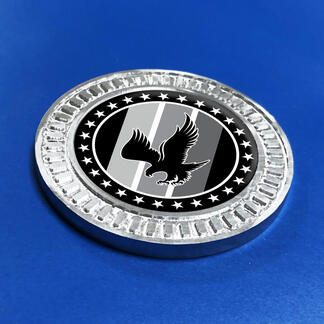 3D-badge grijze vintage Bald Eagle sterren metalen aluminium embleem
