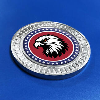 3D-badge grijze vintage Bald Eagle sterren metalen aluminium embleem

