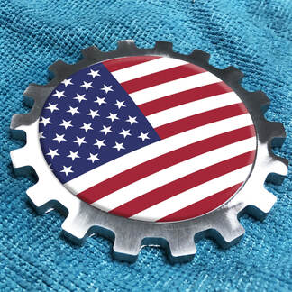 USA Amerikaanse vlag Metaal Aluminium Badge Nachtkastje Tandwielembleem Aluminium
 1