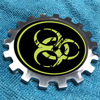 Lime Biohazard Distressed Logo Metaal Aluminium Badge Nachtkastje Embleem Aluminium
