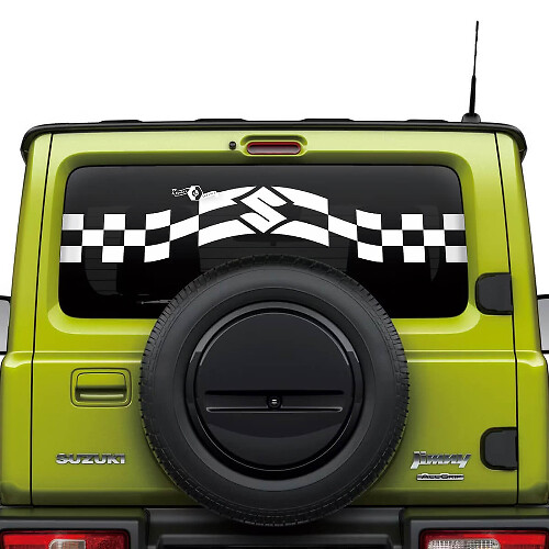 Suzuki JIMNY achterruitstrepen geruite vlag stickerstickerafbeeldingen
