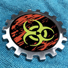 Biohazard Distressed-logo Metalen aluminium badge Nachtkastje-uitrustingsembleem Aluminium
 3