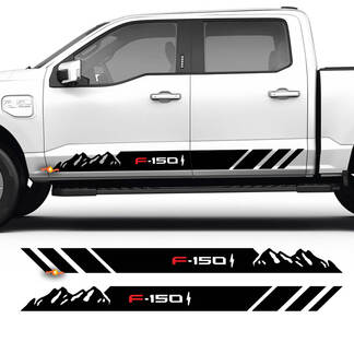 Paar Rocker Panel Mountains Stripes Body Decals Side Stickers Graphics Vinyl voor Ford F-150 Lightning

