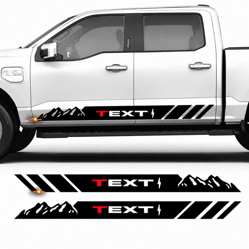 TEXT Mountain Stripes — Vinylsticker (dorpel) voor Ford F-150 Lightning