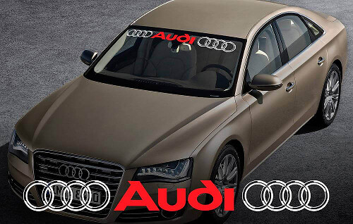 Audi met Ringen Voorruitbanner Vinylsticker voor Audi Voertuigen