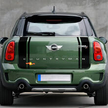 Mini Cooper Countryman JCW motorkap, motorkap en strepen achteraan, grafische sticker
 2