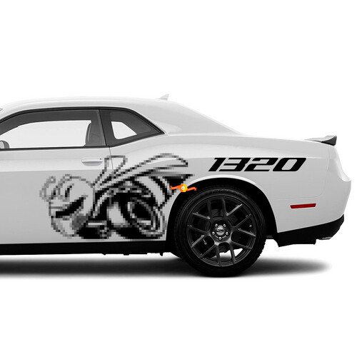 Drag Bee Style 1320 Zijvinyl Decal Sticker voor Dodge Challenger 2015-2023