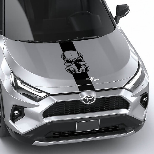 Schedel gasmasker streep universele kap vinyl decal grafische sticker
