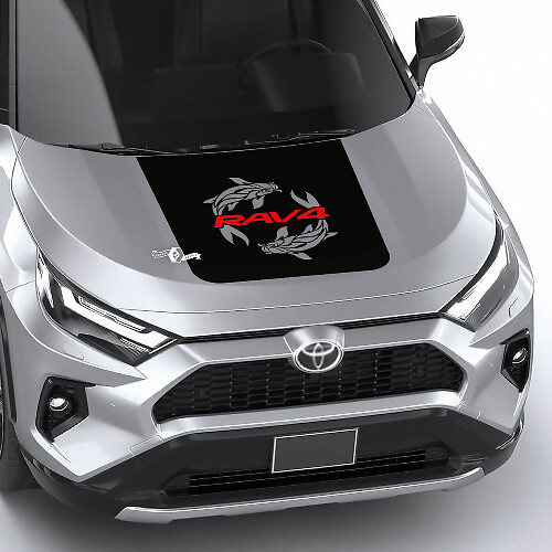 Twee Carps en Rav4 Logo Motorkap Vinyl Decal Sticker voor Toyota RAV4_1