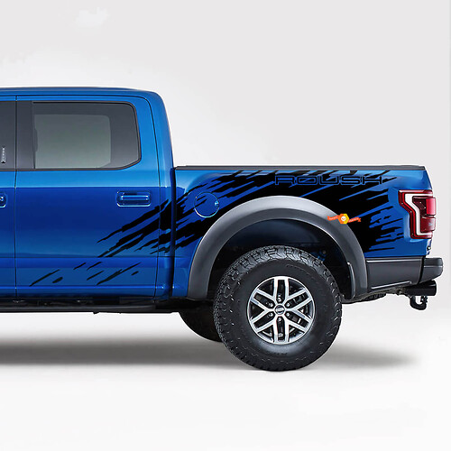 Splash-stickersticker aan de zijkant van het bed, passend bij het Ford F150 Raptor Roush-pakket
