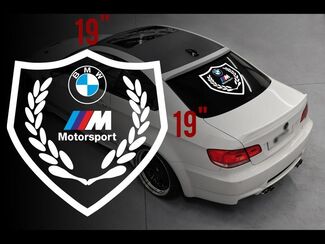 BMW Motorsport M logo achterruit vinylstickers stickers voor M3 M5 M6 e36 allemaal
