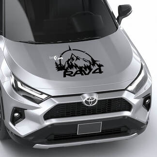 Kompas met bergen bomen RAV4 Hood Vinyl Decal Grafische Sticker geschikt voor Toyota RAV4
