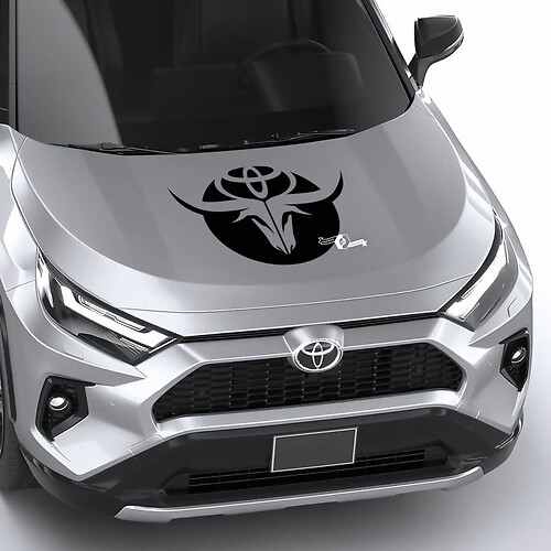Bull Skull en Toyota Logo Motorkap Vinyl Decal Sticker voor Toyota RAV4