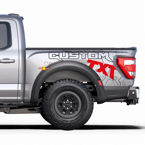 Grafische afbeeldingen aan de zijkant van het bed passen op de strepen van de Musclecar truck power truck R vinylstickerstickerset
