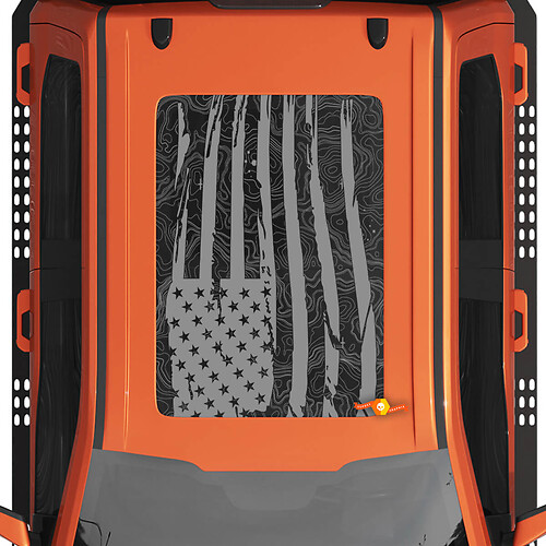 Dakraam Amerikaanse vlag met topografische kaartafbeeldingen passend op de strepen van de Ford F150 Raptor vinylstickerstickerset
