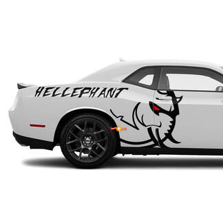 ENORME Dodge Challenger of Charger Hellelephant logo Side Decals Vinyl Graphics
 1